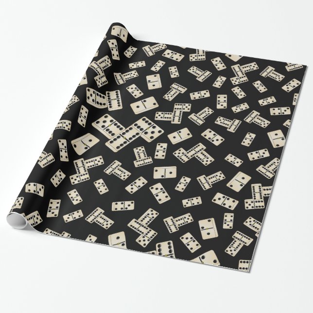 Fun black domino pattern wrapping paper (Unrolled)
