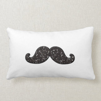 FUN BLACK GLITTER MUSTACHE LUMBAR CUSHION