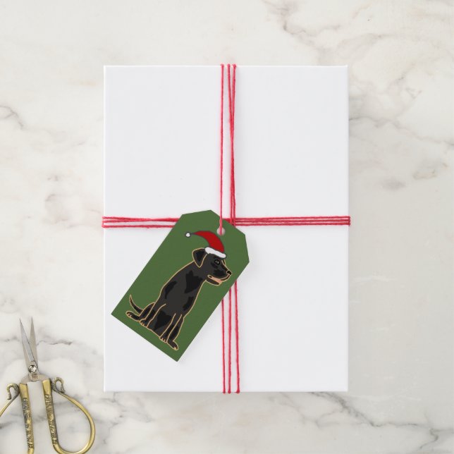 Fun Black Labrador Christmas Gift Tag (With Twine)