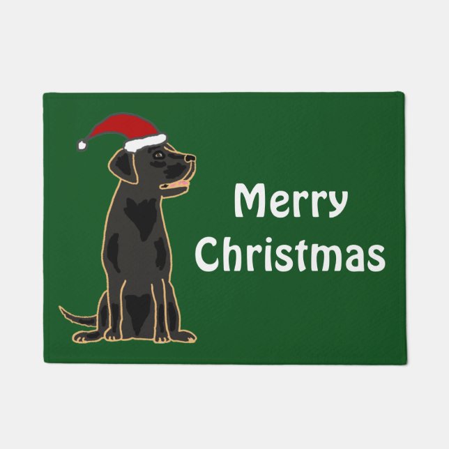 Fun Black Labrador Dog Christmas Doormat (Front)