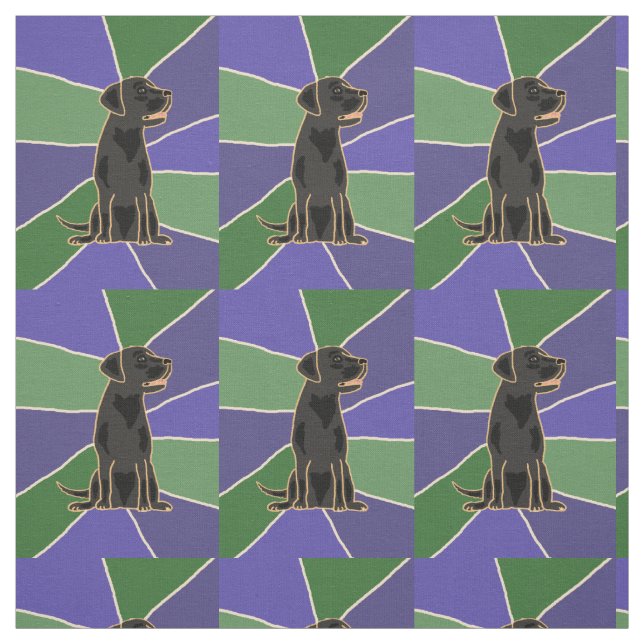 Fun Black Labrador Retriever Art Fabric (Swatch)