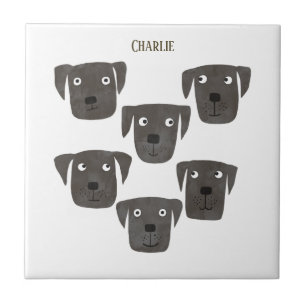 Fun Black Labrador Retriever Dog Custom Name Tile