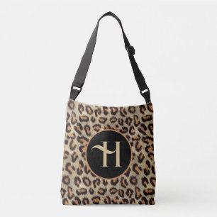 FUN BLACK & ORANGE FAUX LEOPARD FUR PRINT CROSSBODY BAG