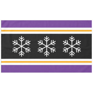 Fun Black Purple White Nordic Snowflakes Stripes Tablecloth