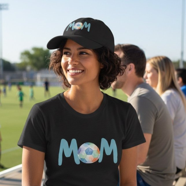 Fun Black Soccer Mom Mother's Day Watercolor  T-Shirt (Creator Uploaded)