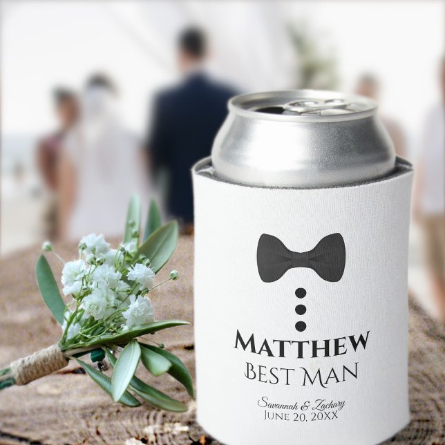 Fun Black Tie Best Man Wedding Foam Can Cooler (Creator Uploaded)