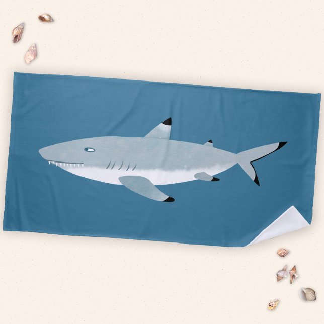 Fun Black Tipped Reef Shark Beach Towel (Fun Black Tipped Reef Shark nautical beach towel for wildlife lovers.  Eek!)