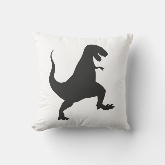 Fun Black White Dinosaur Tyrannosaurus Jurassic Cushion (Front)