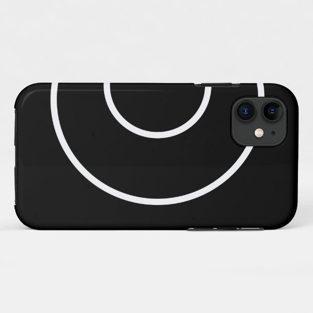 Fun Black White Modern Concentric Signal Waves Case-Mate iPhone Case (Back (Horizontal))
