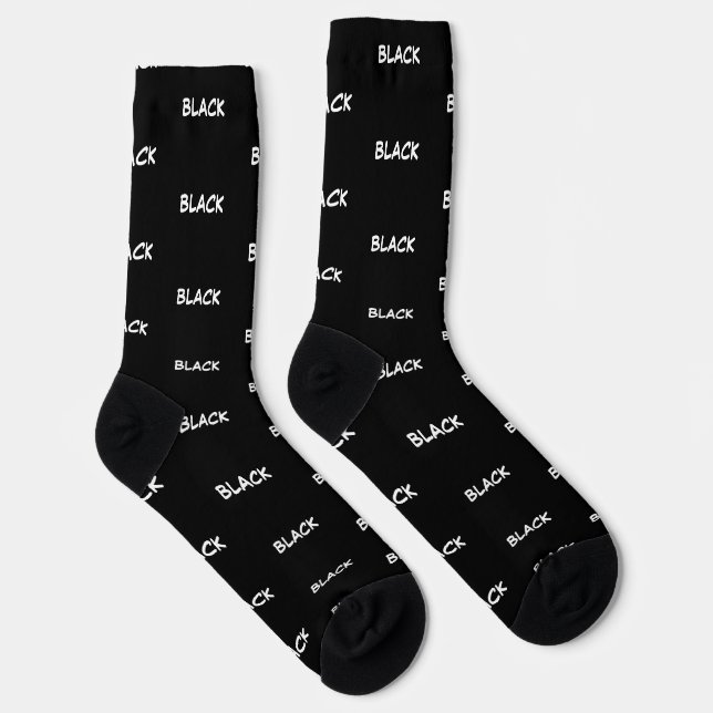 Fun Black White Solid Colour Name Socks (Right)