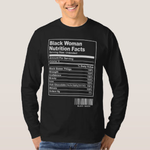 Fun Black Woman Nutrition Facts Black History Mont T-Shirt