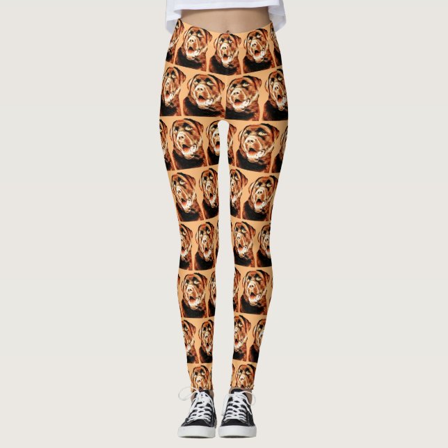 Fun Block Style Chocolate Lab Leggings (Front)