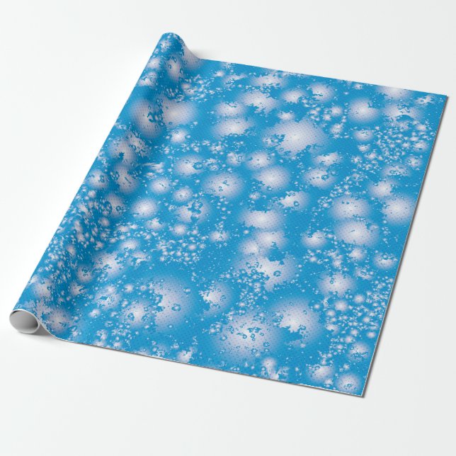 Fun BLUE Abstract Ink Super Splash pattern Wrapping Paper (Unrolled)