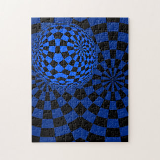 Fun blue and black op art bizarre jigsaw puzzle