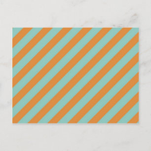 Fun Blue and Orange Diagonal Stripes Pattern Postcard
