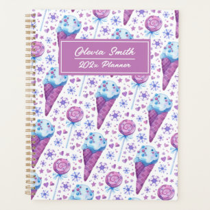 Fun Blue and Purple Ice Cream and Lollipop Planner