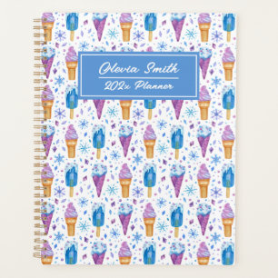 Fun Blue and Purple Snow And Ice Cream Planner