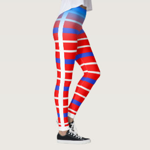 Fun Blue and White Horizontal Stripe on Your Colou Leggings