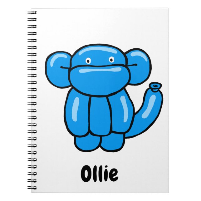 Fun blue balloon animal monkey design notebook (Front)