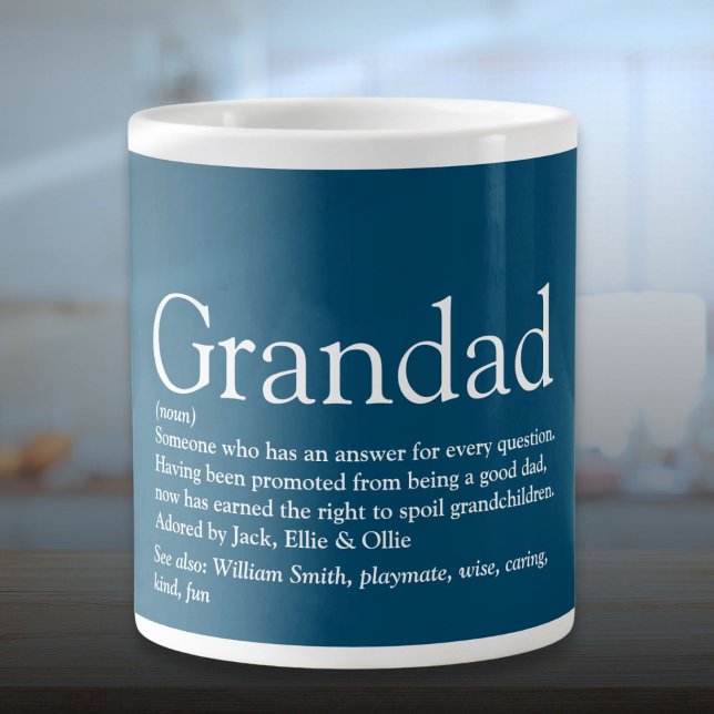 Fun Blue Best Ever Grandpa Grandad Definition Large Coffee Mug (Fun Blue Best Ever Grandpa Grandad Definition Giant Coffee Mug)