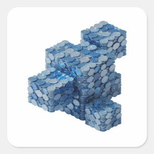 Fun Blue BLUE COINS STAIRCASE Craft Sticker
