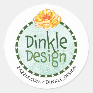Fun Blue Dot Yellow Flower Classic Round Sticker
