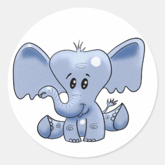 Fun Blue Elephant Classic Round Sticker