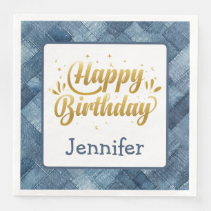 Fun Blue Jean Denim Birthday Paper Napkin