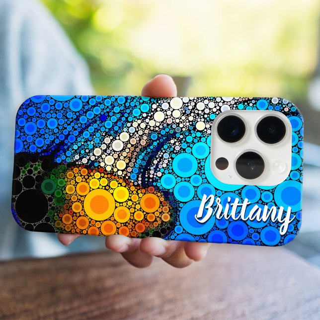 Fun blue ocean orange marine jellyfish script name Case-Mate iPhone case (Creator Uploaded)