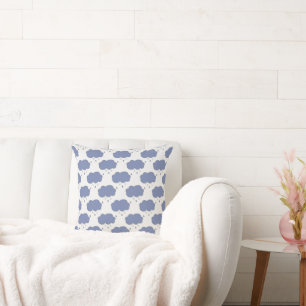 Fun Blue Rain Clouds Pattern Cushion