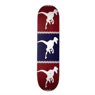 Fun Blue Red T Rex Dinosaur Square Pattern Skateboard