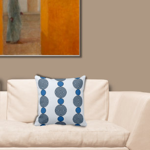 Fun Blue Round Beaded Strings Pattern Cushion