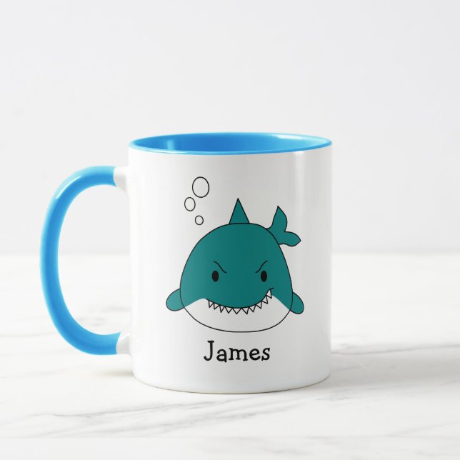 Fun Blue Shark Personalised Mug (Left)