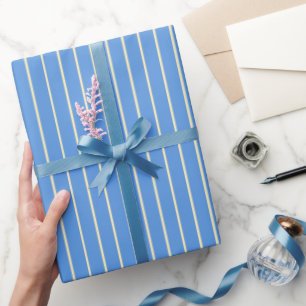 Fun Blue stripe pattern wrapping paper