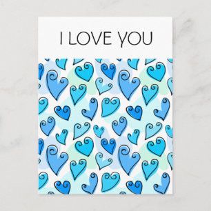 Fun Blue Valentine's hearts Postcard