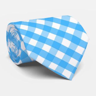 Fun blue white tiled plaid pattern  tie
