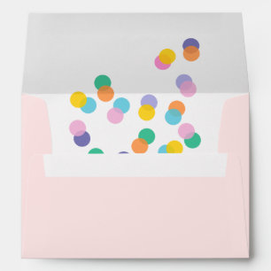Fun Blush Pink Envelope with Colourful Confetti