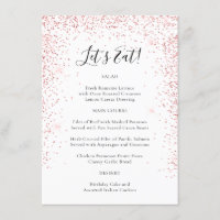 Fun Blush Pink Glitter Special Occasion Menu