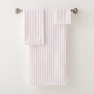 Fun Blush Pink Stripes Bath Towel Set
