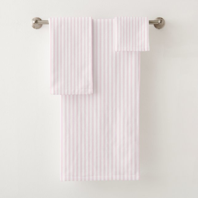 Fun Blush Pink Stripes Bath Towel Set (Insitu)