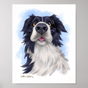 Fun Boarder Collie Cartoon Poster