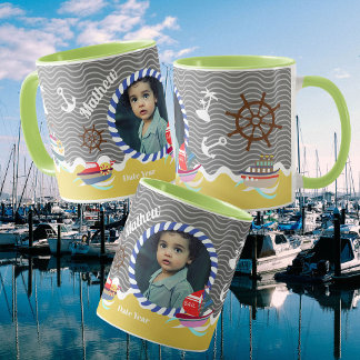 Fun Boats Photo Grey Yellow Mug