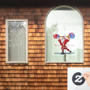 Fun Bodybuilder Santa Claus with Christmas Gifts