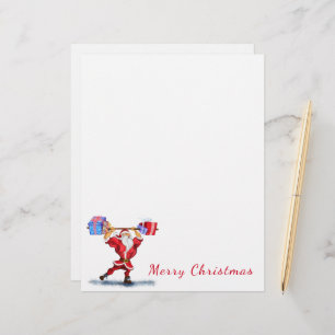 Fun Bodybuilder Santa Claus with Christmas Gifts Custom Letterhead