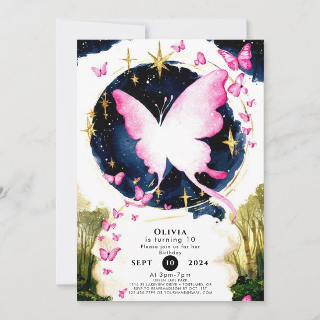 Fun Boho Butterfly Birthday Invitation (Front)