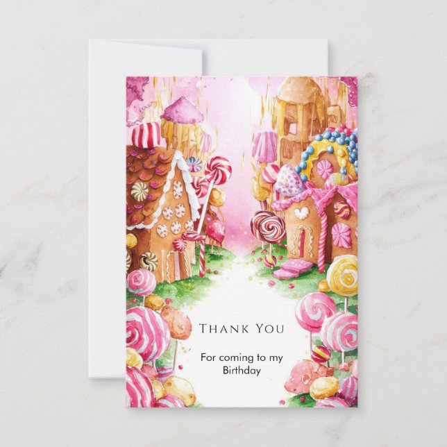 Fun Boho Candyland Birthday Thank You Card (Front)