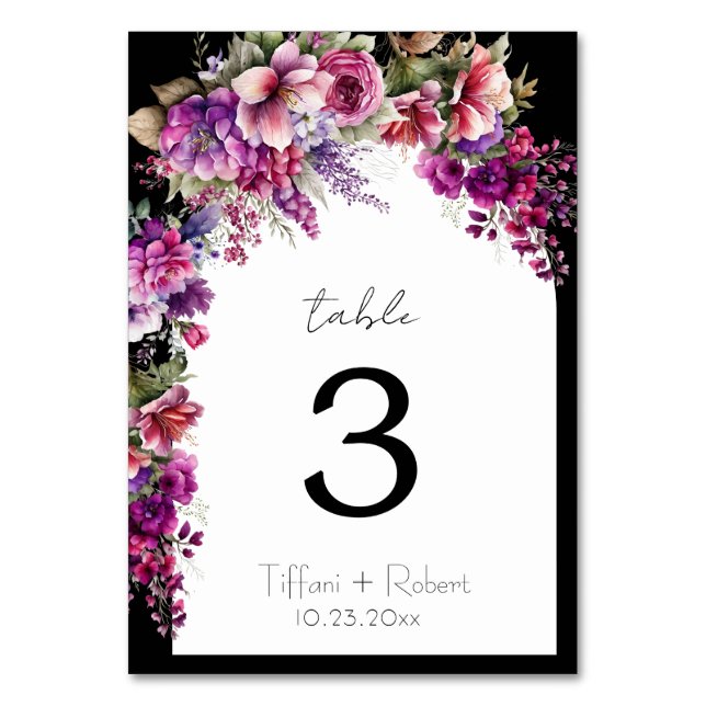 Fun Boho Chic Floral Arch Bridal Shower Table Number (Front)