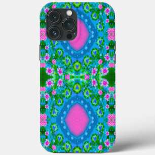 Fun BoHo Floral Pink Abstract Girly Modern iPhone 13 Pro Max Case