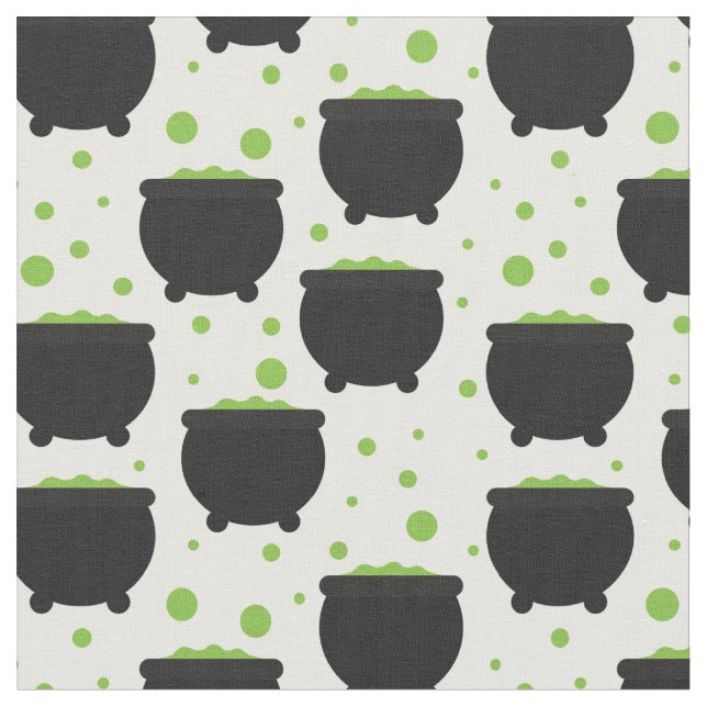 Fun Boiling Witches Cauldron Pattern Fabric (Close Up)