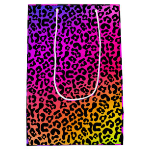 Fun Bold 90s Flashback Rainbow Leopard Print Medium Gift Bag